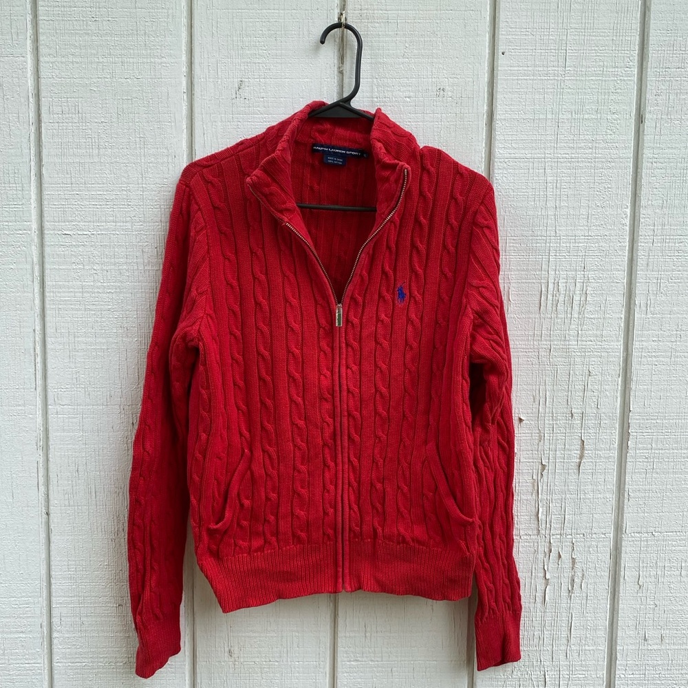 Ralph Lauren zip-up cable knit sweater